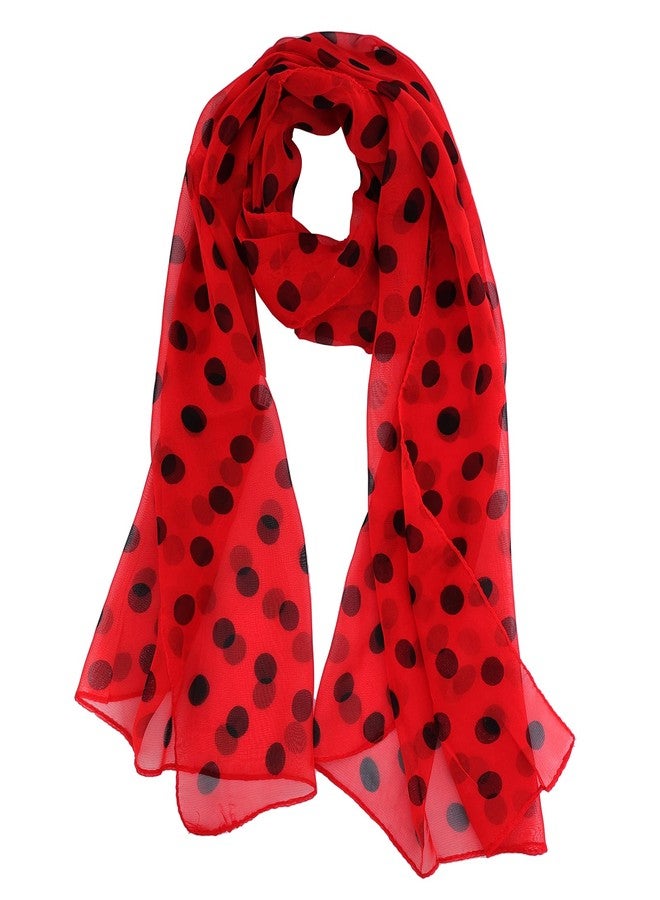 Hftjtsa Red and Black Polka Dot 50s Chiffon Scarf Sheer Square Ribbon Neck Head Scarf for Women Fashion Headwrap Tie Scarves (Polka Dot-red Black) - Image 1